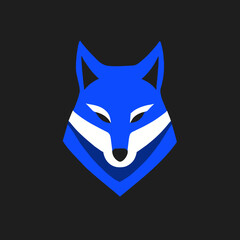 wolf head flat logo design