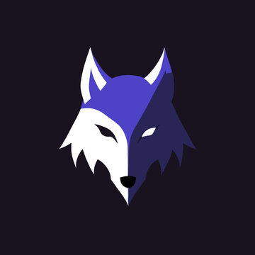 wolf head flat logo design