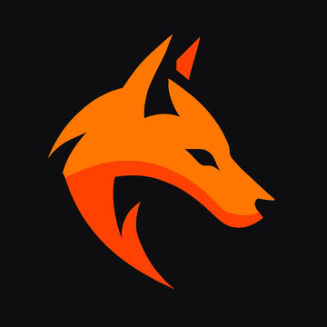 wolf head flat logo design