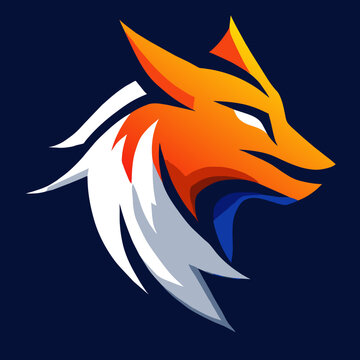 wolf head flat logo design