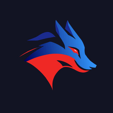 wolf head flat logo design