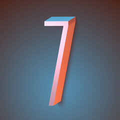 set of pink 3d numbers on dark background, 3d illustration, graphic design and lettering, seven