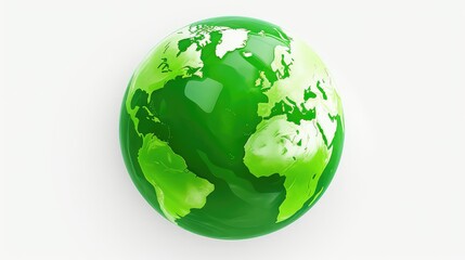 Green Earth day, earth on white background