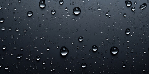 Water drops on black shaded surface, abstract background