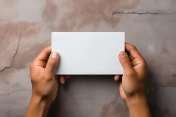 hand holding a business card mockup