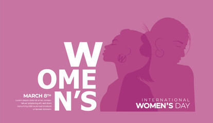 Fototapeta na wymiar 8 March, Happy International Women's Day, Women's History Month banner. Vector illustration. 
