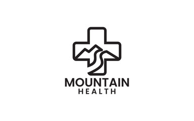 Obraz premium Medical cross mountain outdoor logo design