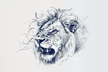 Foto op Canvas drawing a lion stroke style © Yoshimura