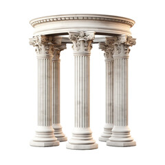 Greek column arc with a classic double color scheme isolated on transparent background