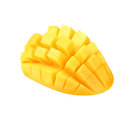 Fresh yellow mango and slice on transparent png