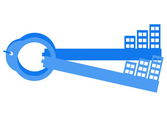 Blue Real Estate Icon Isolated on White