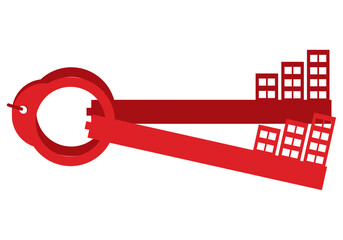 Red Real Estate Icon Isolated on White