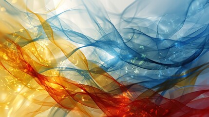  a blue, yellow, red and orange background with a lot of wavy lines in the middle of the image.