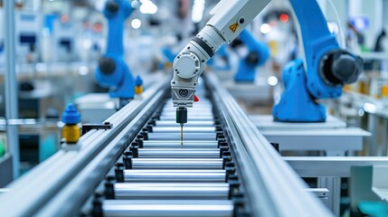 Automated Conveyor Line with Robotic Arms