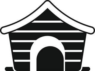 Wooden dog kennel icon simple vector. Cabin space. Cottage hut puppy