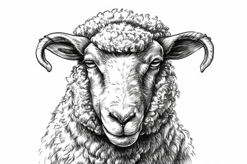 drawing a sheep doodle style - obrazy, fototapety, plakaty