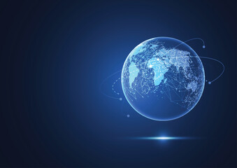 Fototapeta premium Global network connection. World map point and line composition concept of global business. Vector Illustration