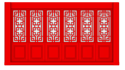 Front view red chinese traditional door , 3d rendering