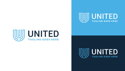 Modern Initial Letter U With Digital Wire Line Dotted Logo Design