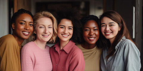 Obraz premium A group of beautiful smiling female friends.
