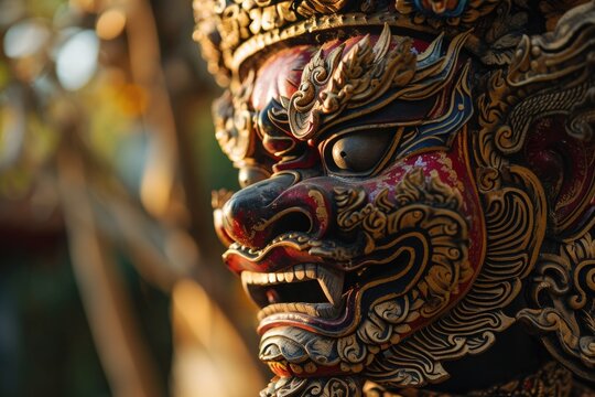 Sacred traditional masquerade parade, with dancing and scary figures for the Nyepi holiday
