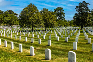 Huge rows of the Arlington National Military Cemetery in the state of Virginia. A few kilometers...