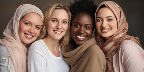 Fototapeta premium A group of beautiful smiling female friends.