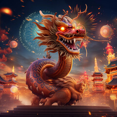 Chinese New Year Celebration Dragon Illustration
