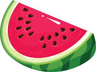 Triangle cut piece watermelon juicy seasonal fruit berry with peel isometric vector illustration