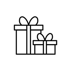 Present box outline icons, minimalist vector illustration ,simple transparent graphic element .Isolated on white background