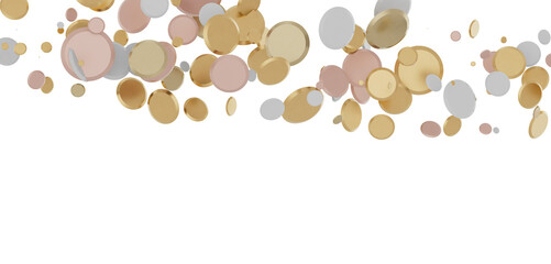 Gilded Celebration: Magnificent 3D Illustration of a Grand gold Confetti Event