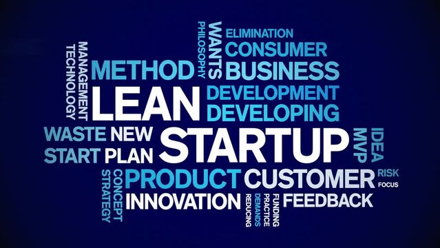 Lean Startup animated word cloud;text design animation tag kinetic typography seamless loop.
