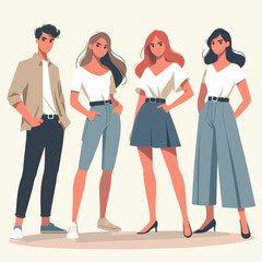 flat illustration of group of people in poses