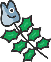 柊鰯のアイコン（線画カラー）のイラスト