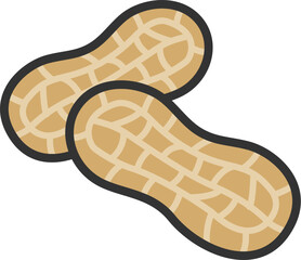 落花生のアイコン（線画カラー）のイラスト