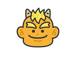 黄鬼のアイコン（線画カラー）のイラスト