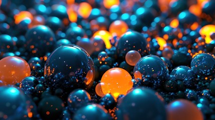  a bunch of blue and orange balls are in the middle of a bunch of blue and orange balls in the middle of a bunch of blue and orange balls.