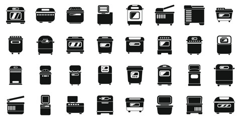 Bread maker icons set simple vector. Kitchen electric. Oven home bakery