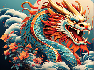 Chinese dragon themed design for festival and new year
