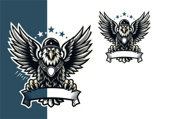 eagle mascot with wings and a shield