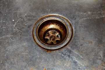 Obraz premium Very dirty drain in kitchen sink