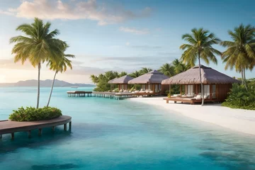 Cercles muraux Bora Bora, Polynésie française A scene of a luxurious island resort