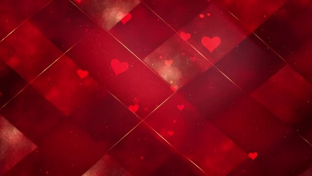 red christmas plaid texture background with hearts floating. seamless looping overlay 4k virtual video animation background 
