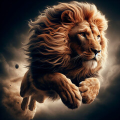 Fototapeta premium Lion, Macro photography, close-up, hyper detailed, trending on artstation, sharp focus, studio photo, intricate details, highly detailed, realistic digital art