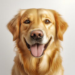 Close-up Golden dog smile on white background