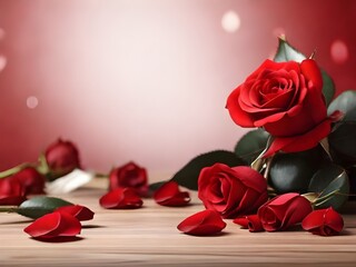 Photo beautiful red roses ornaments background with blank space