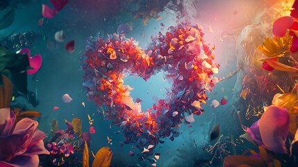 A big heart with multiply colors background  - obrazy, fototapety, plakaty