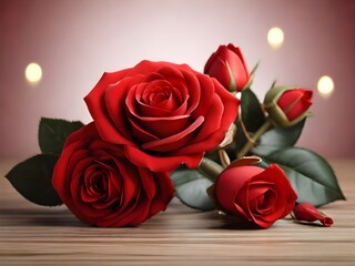 Photo beautiful red roses ornaments background with blank space.
