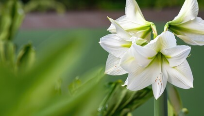 Amaryllis flowering, in natural, with copy space