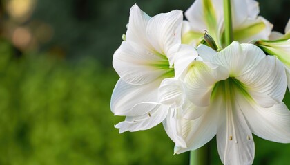 Amaryllis flowering, in natural, with copy space